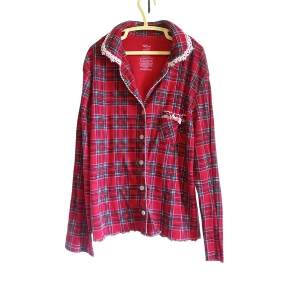 Secret Treasures women's Red Plaid with Blue Pajama Top Small - Picture 1 of 3